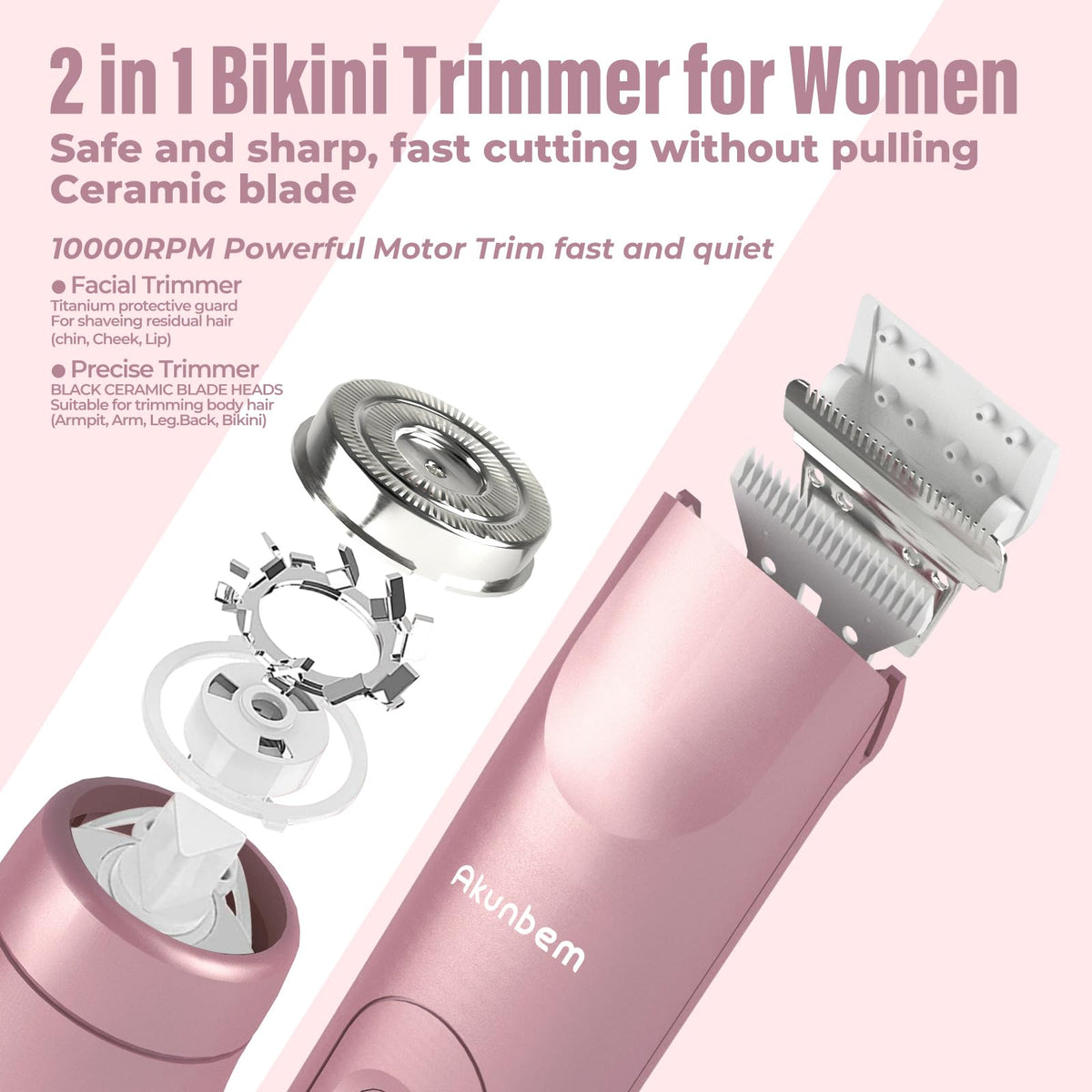 Akunbem Bikini Trimmer side view showcasing USB charging port