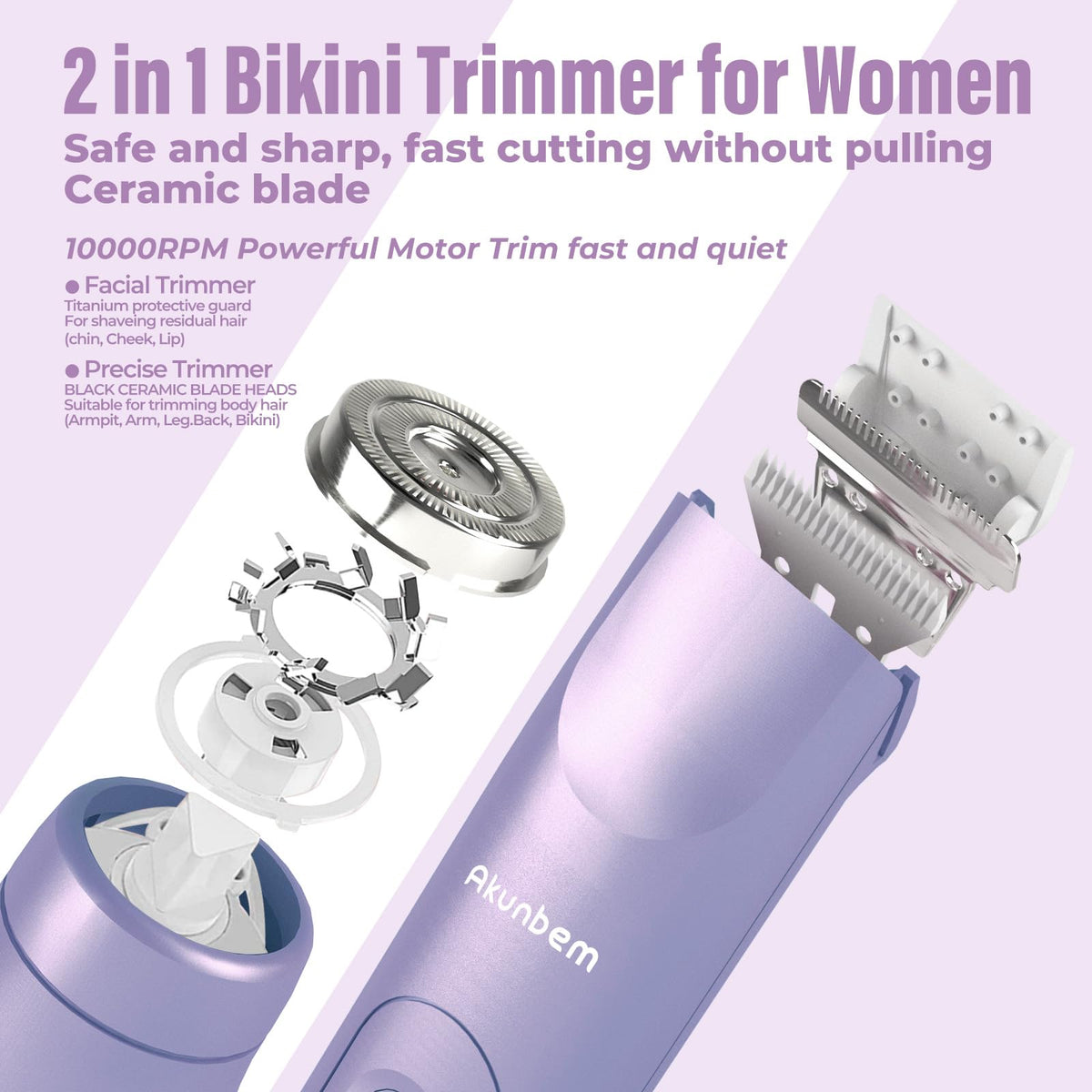 Akunbem Bikini Trimmer side view showing USB charging port