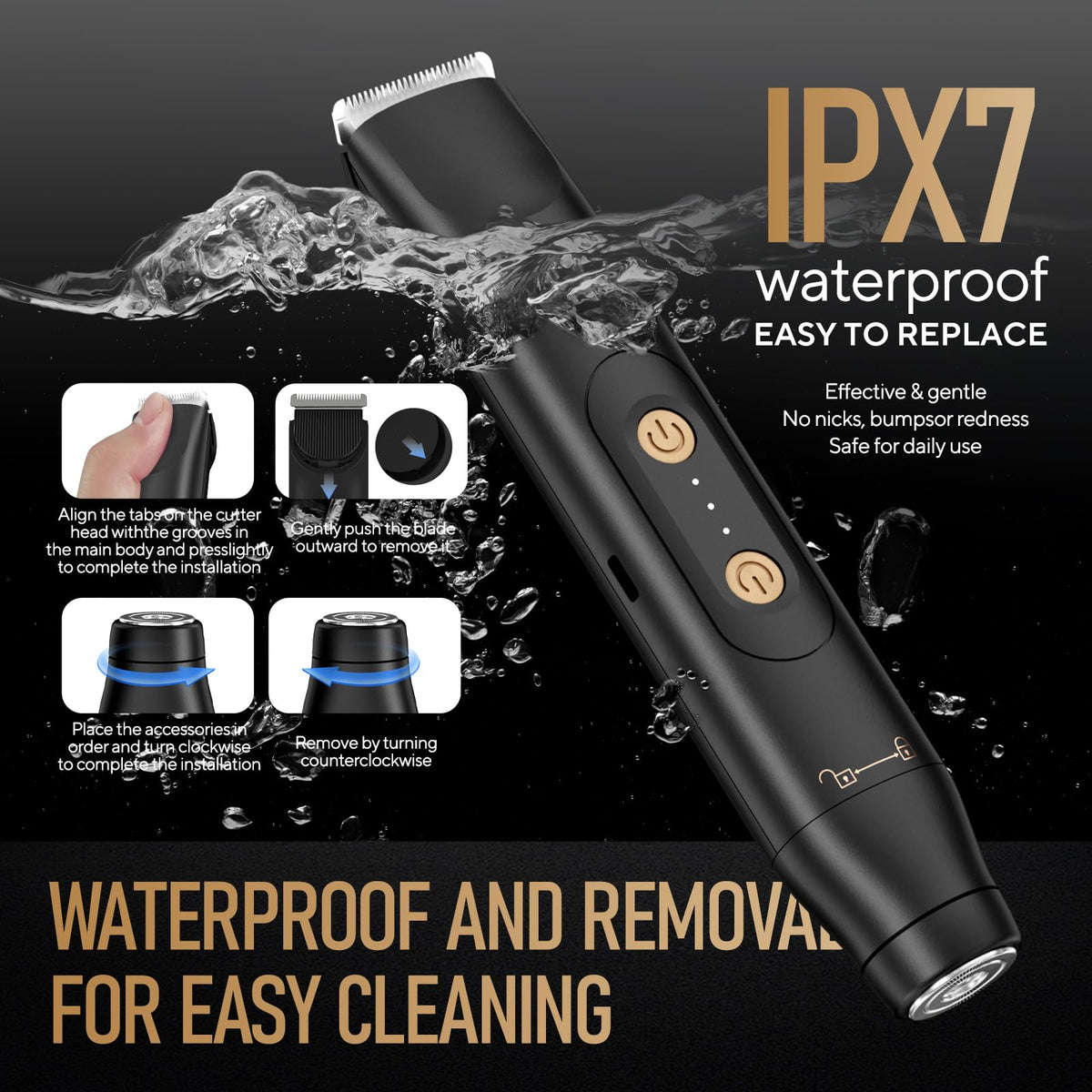 Akunbem trimmer waterproof feature demonstration