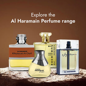 Al Haramain Amber Oud Gold Edition on a vanity table