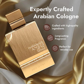 Al Haramain Amber Oud Gold Edition with floral background