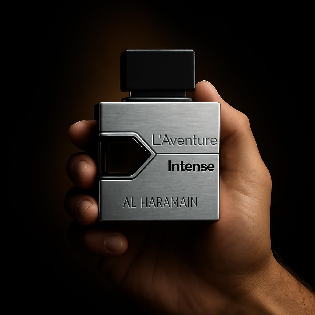 Al Haramain L'Aventure Intense Eau de Parfum bottle close-up