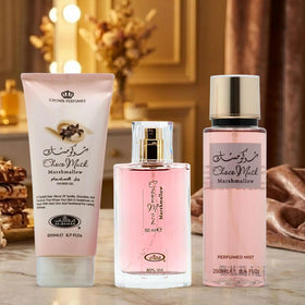 Al-Rehab Choco Musk Marshmallow gift set with all products displayed