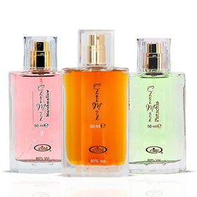 Al-Rehab Choco Musk Perfume Bundle front view with three 50ml bottles