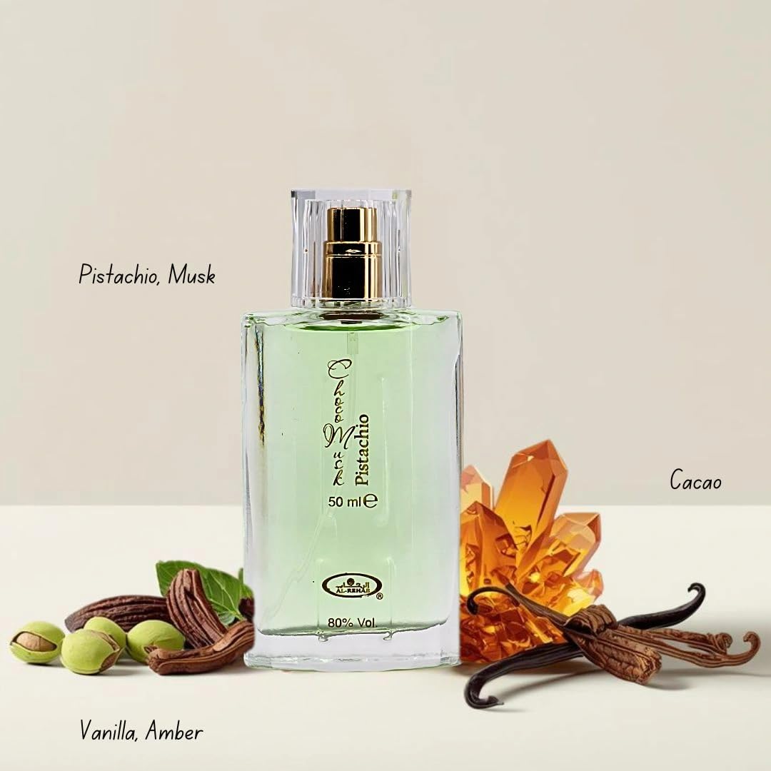 Al-Rehab Choco Musk Pistachio Body Mist 250ml bottle front view