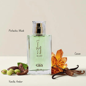 Al-Rehab Choco Musk Pistachio Body Mist 250ml bottle front view