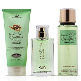 Al-Rehab Choco Musk Pistachio Shower Gel 200ml bottle side view