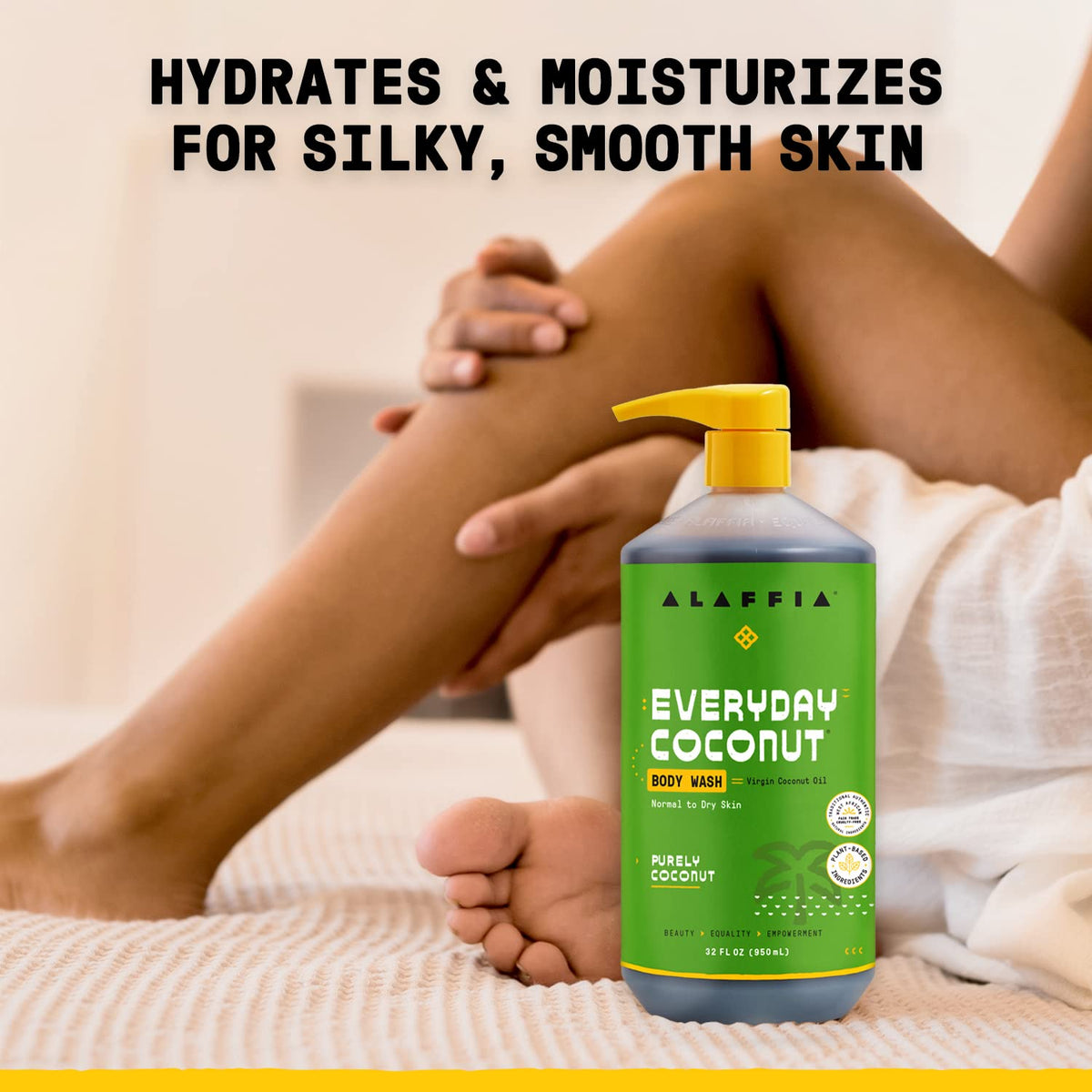 Alaffia Everyday Coconut Body Wash lathering on skin