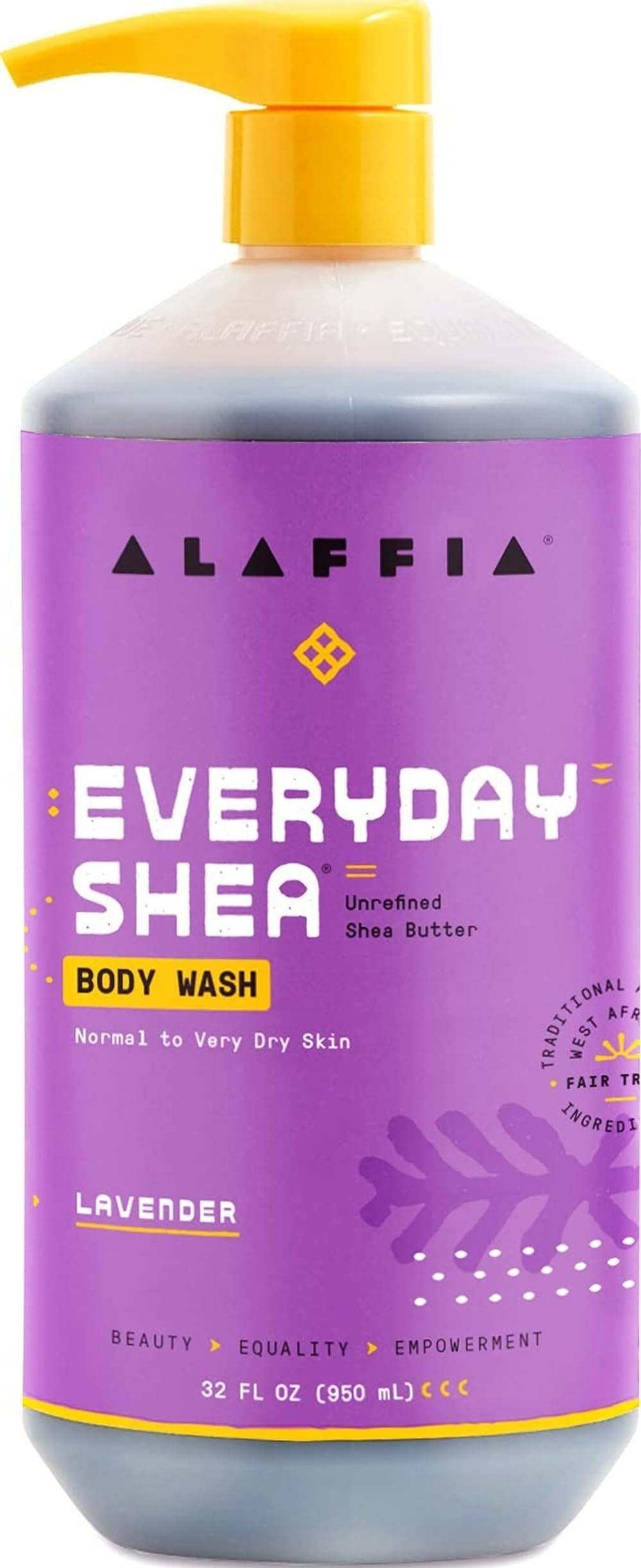 Alaffia EveryDay Shea Body Wash 32 Fl Oz Lavender front view