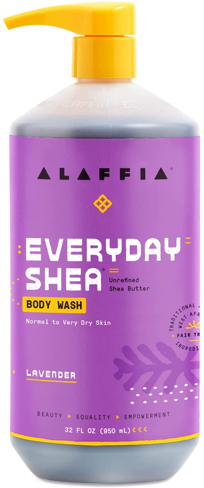 Alaffia Everyday Shea Lavender Body Wash 32 Oz size comparison