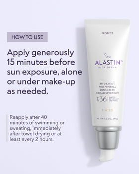 ALASTIN Skincare HydraTint Pro Mineral Tinted Sunscreen SPF 36 with other skincare products