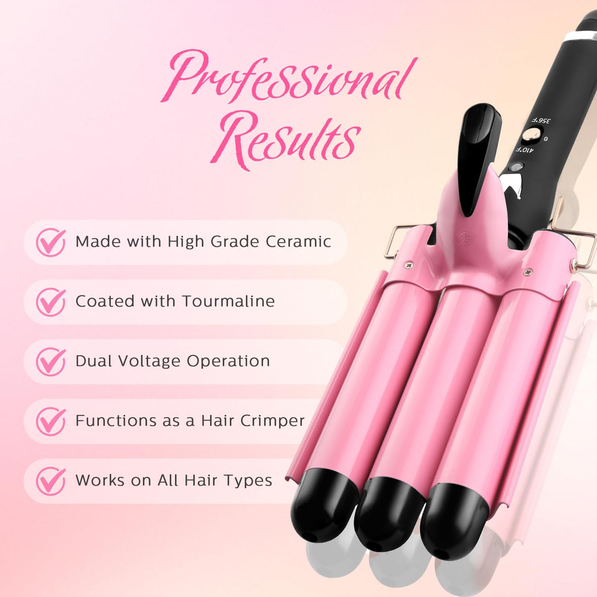 Aleath 3 Barrel Curling Iron side view showing design