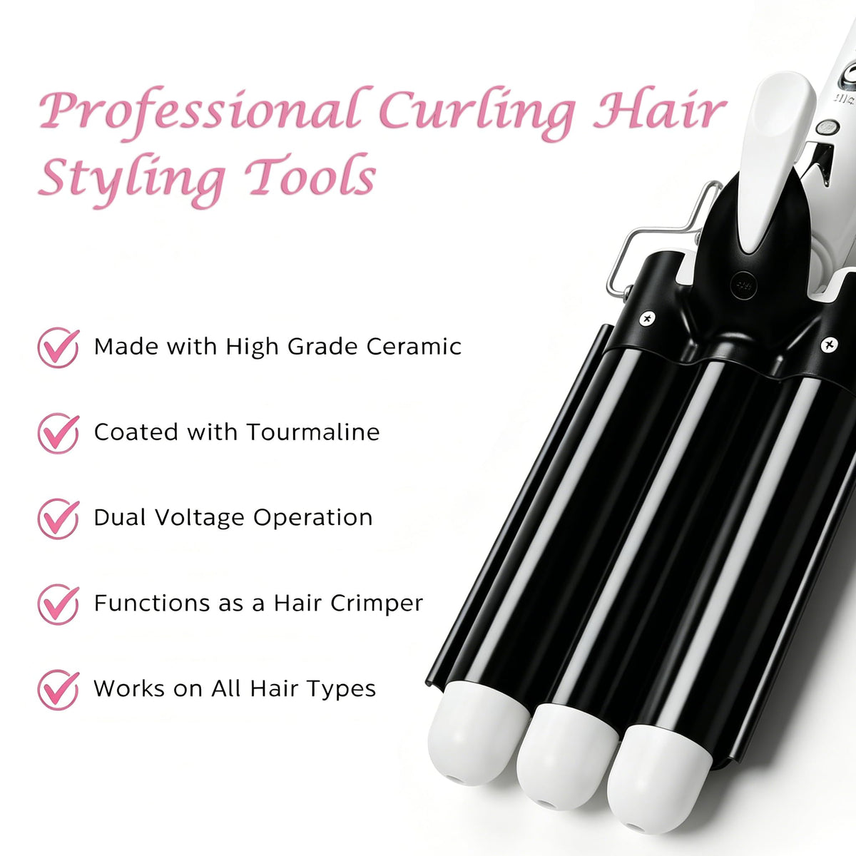Aleath curling wand with adjustable temperature settings