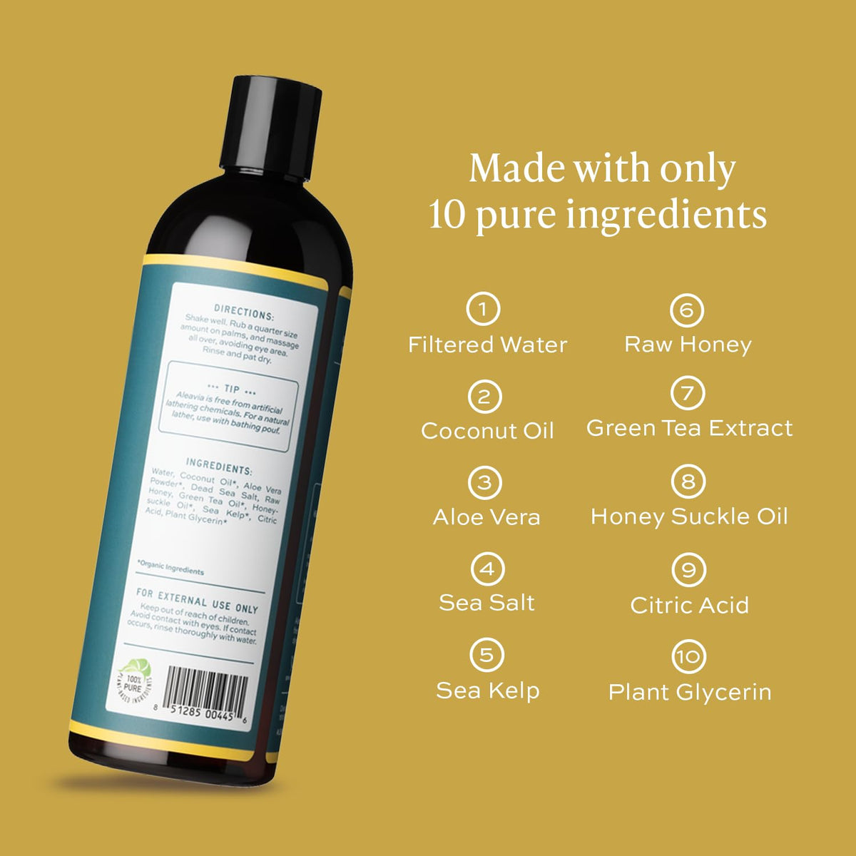 Aleavia Body Cleanse 16 Oz bottle back view showing ingredients