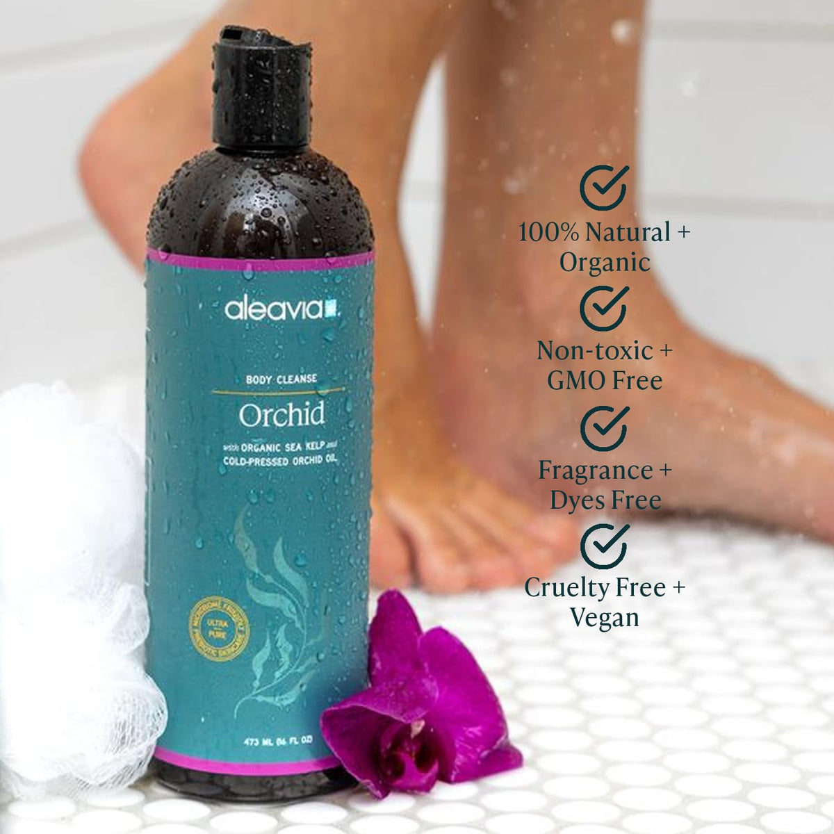 Aleavia Body Cleanse 16 Oz bottle side view showing label details
