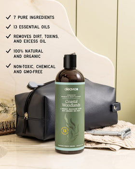 Aleavia Coastal Woodlands Men's Body Cleanse bottle side view