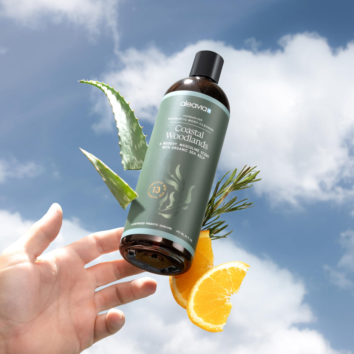 Aleavia Coastal Woodlands Men's Body Cleanse in a bathroom setting