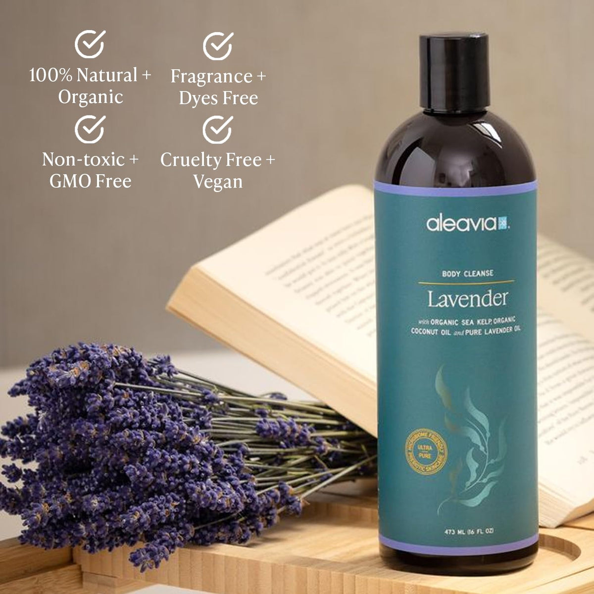 Aleavia Lavender Body Cleanse 16 Oz side view