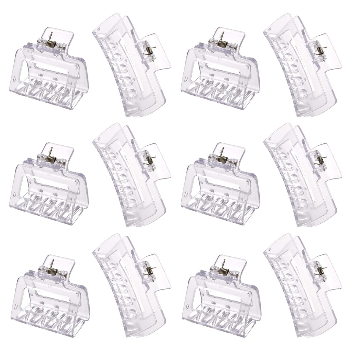 Alemaky 12 Pack Clear Square Claw Clips large and medium sizes