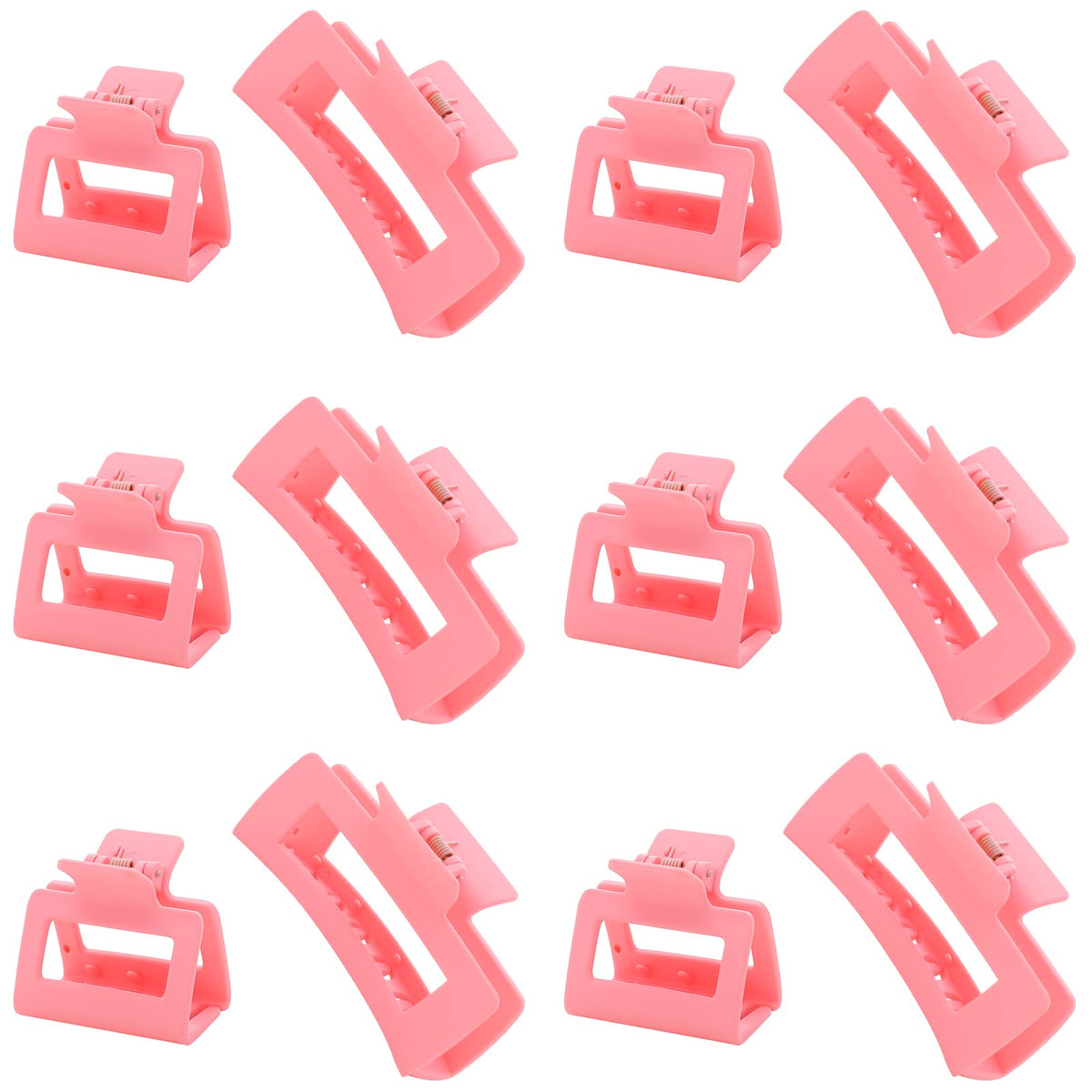 Alemaky 12 Pack Pink Square Claw Clips front view