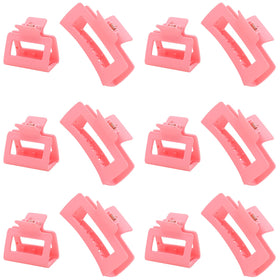 Alemaky 12 Pack Pink Square Claw Clips front view