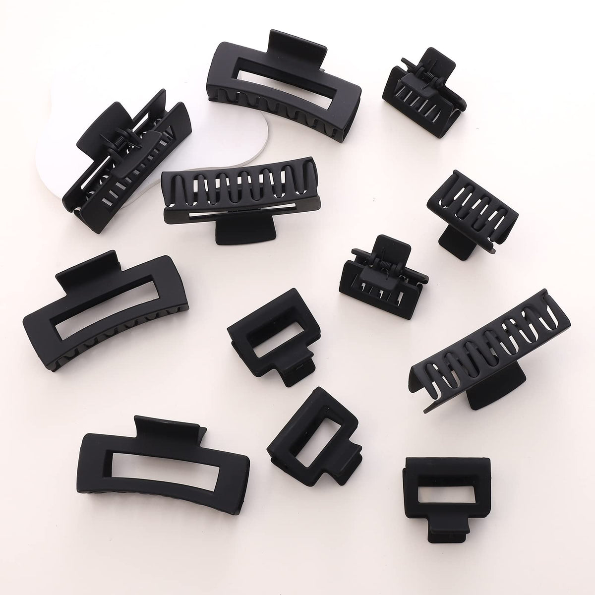 Alemaky black hair claw clips in various sizes
