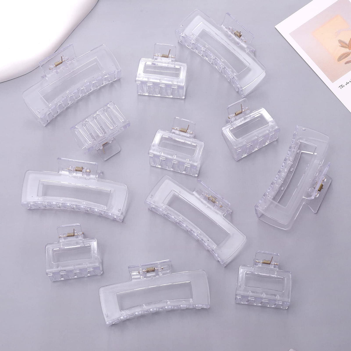 Alemaky clear square claw clips in gift box