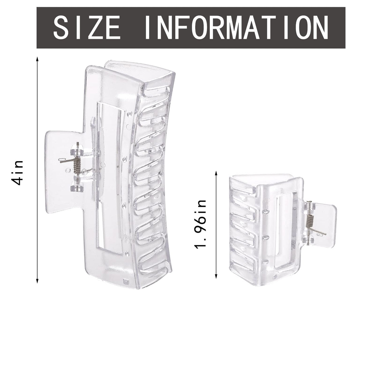 Alemaky large clear square claw clip front view