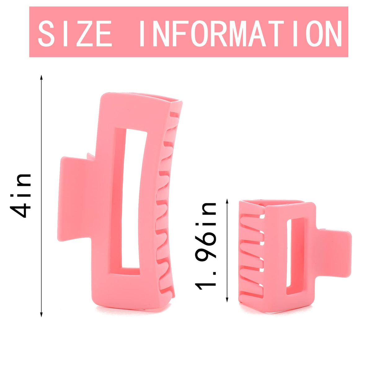 Alemaky large pink square claw clip 4 inches