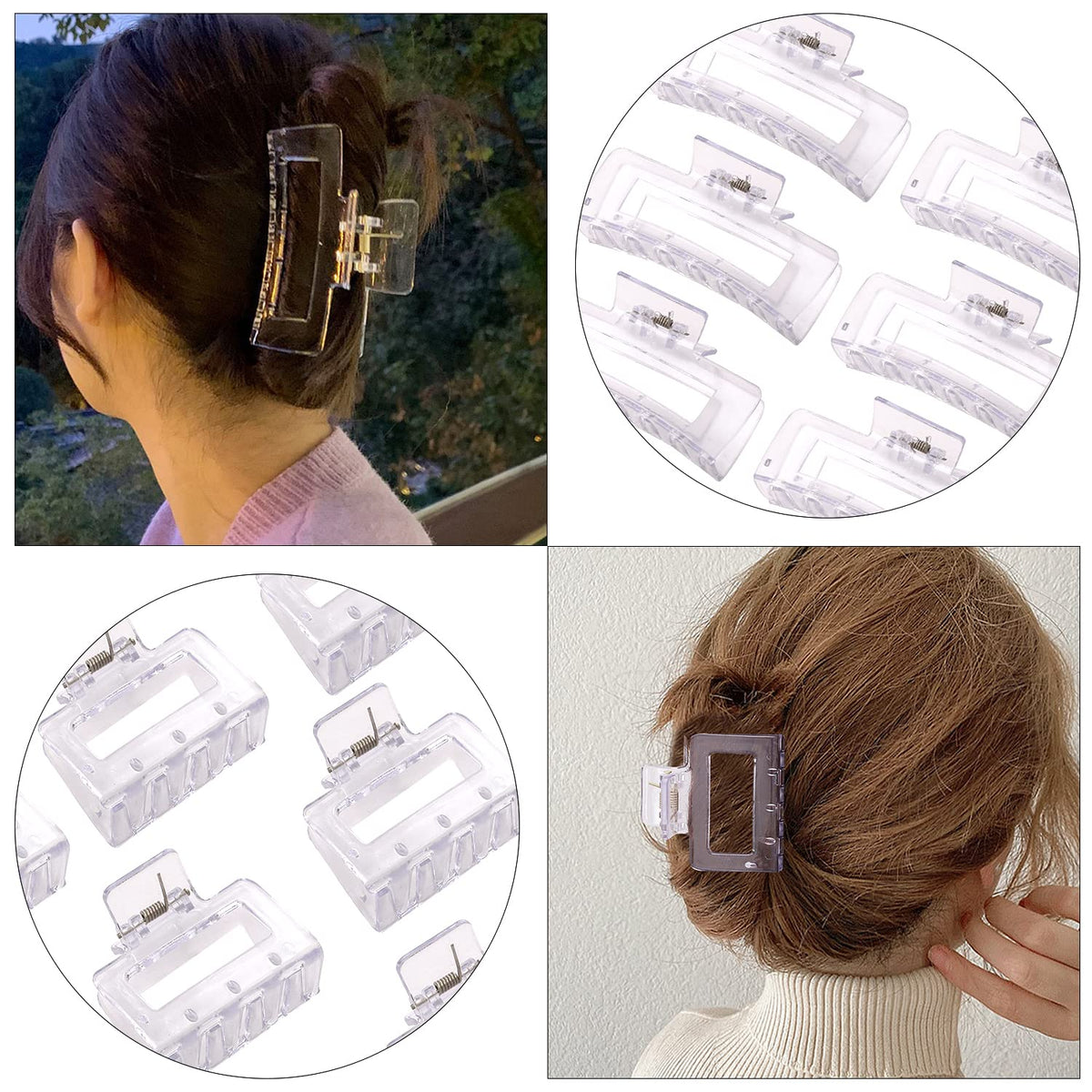 Alemaky medium clear square claw clip side view
