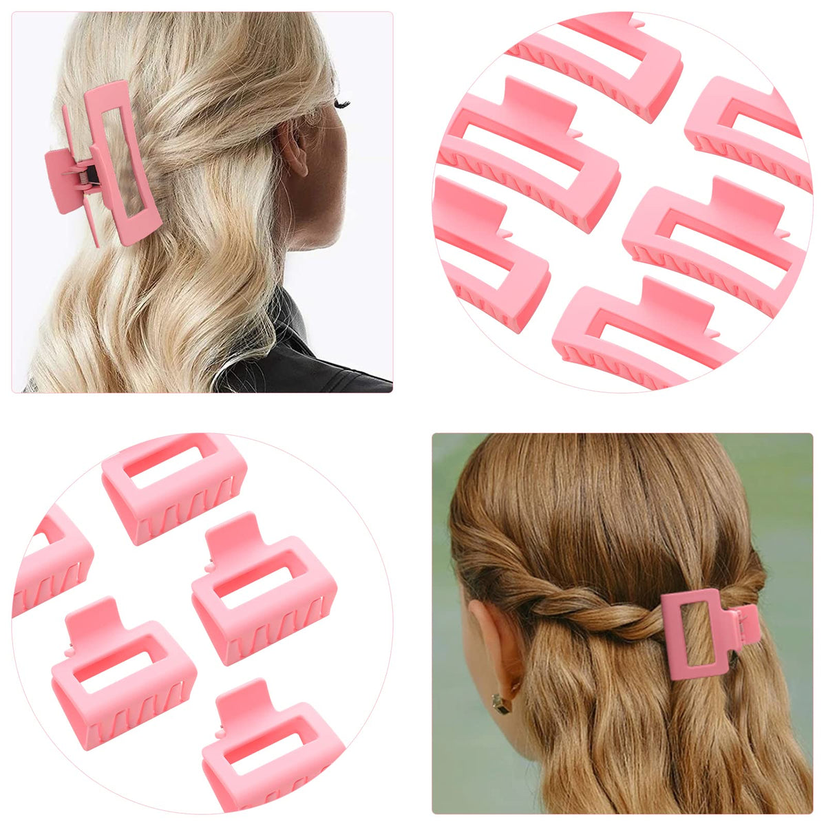 Alemaky pink square claw clips in gift box