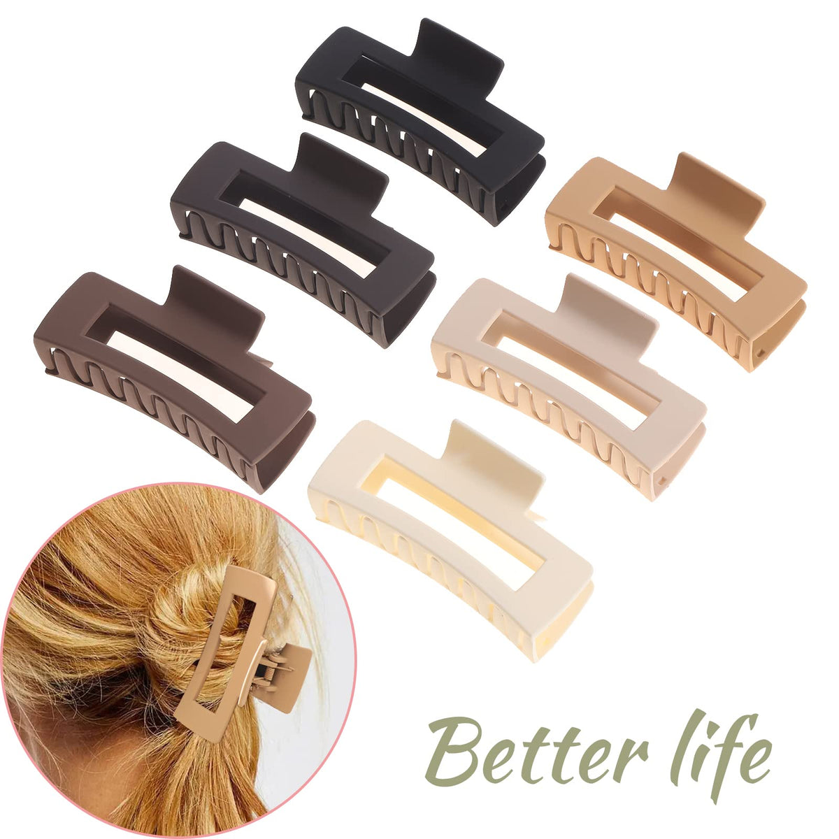 Alemaky square claw clips showing non-slip matte finish