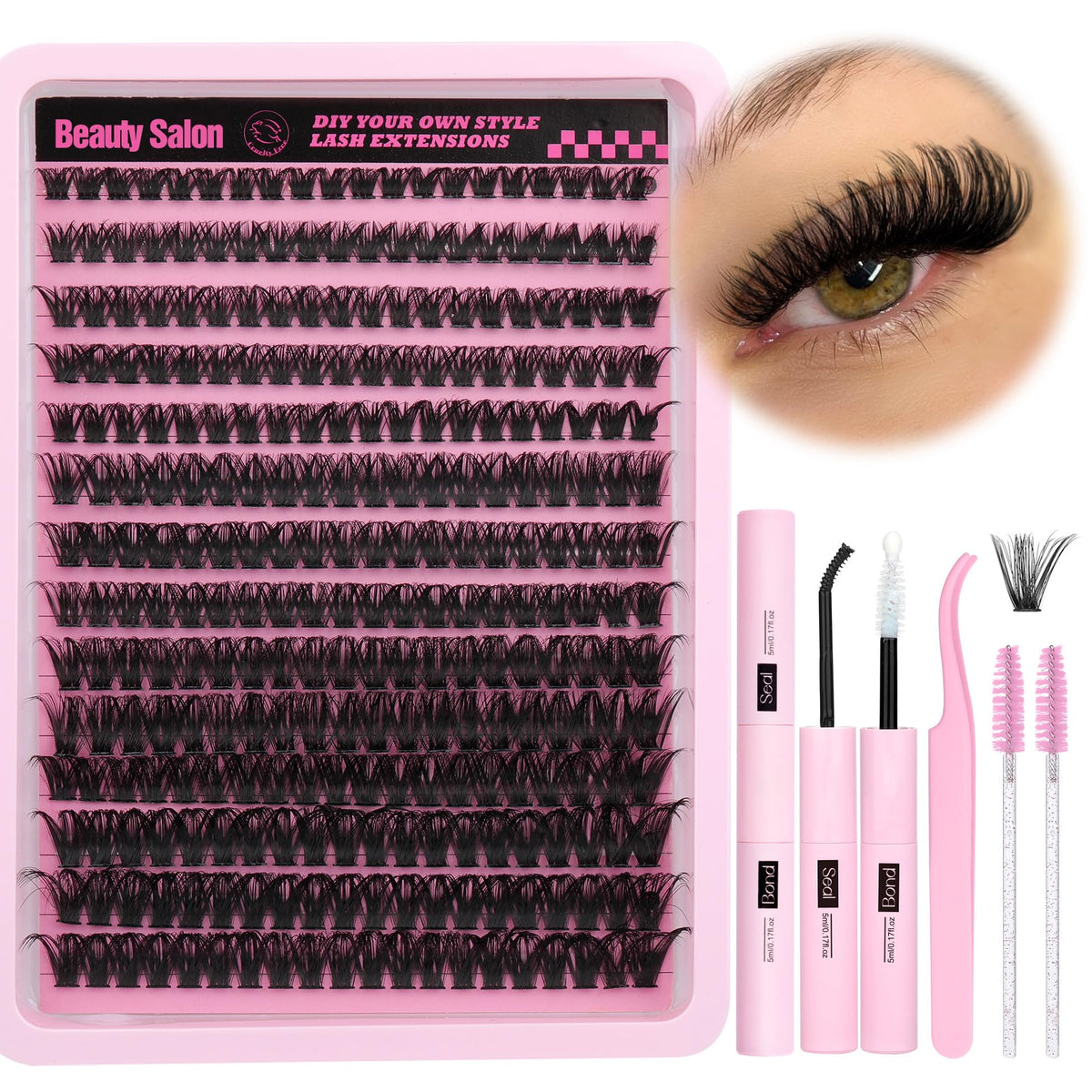 ALICE DIY Eyelash Extension Kit with 280Pcs lash clusters