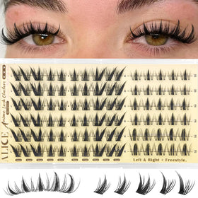 ALICE Lash Clusters 10-14mm front view with wispy texture