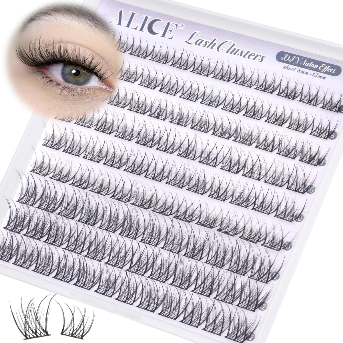 ALICE lash clusters applied on model's eyes