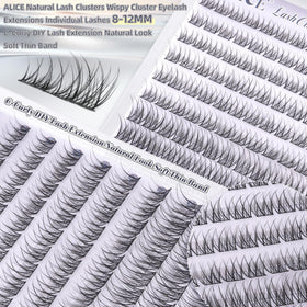 ALICE lash clusters displayed on a makeup table