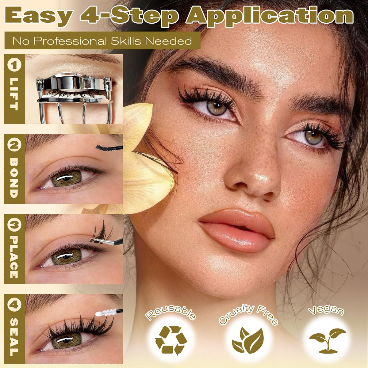 ALICE Lash Clusters displayed with makeup tools