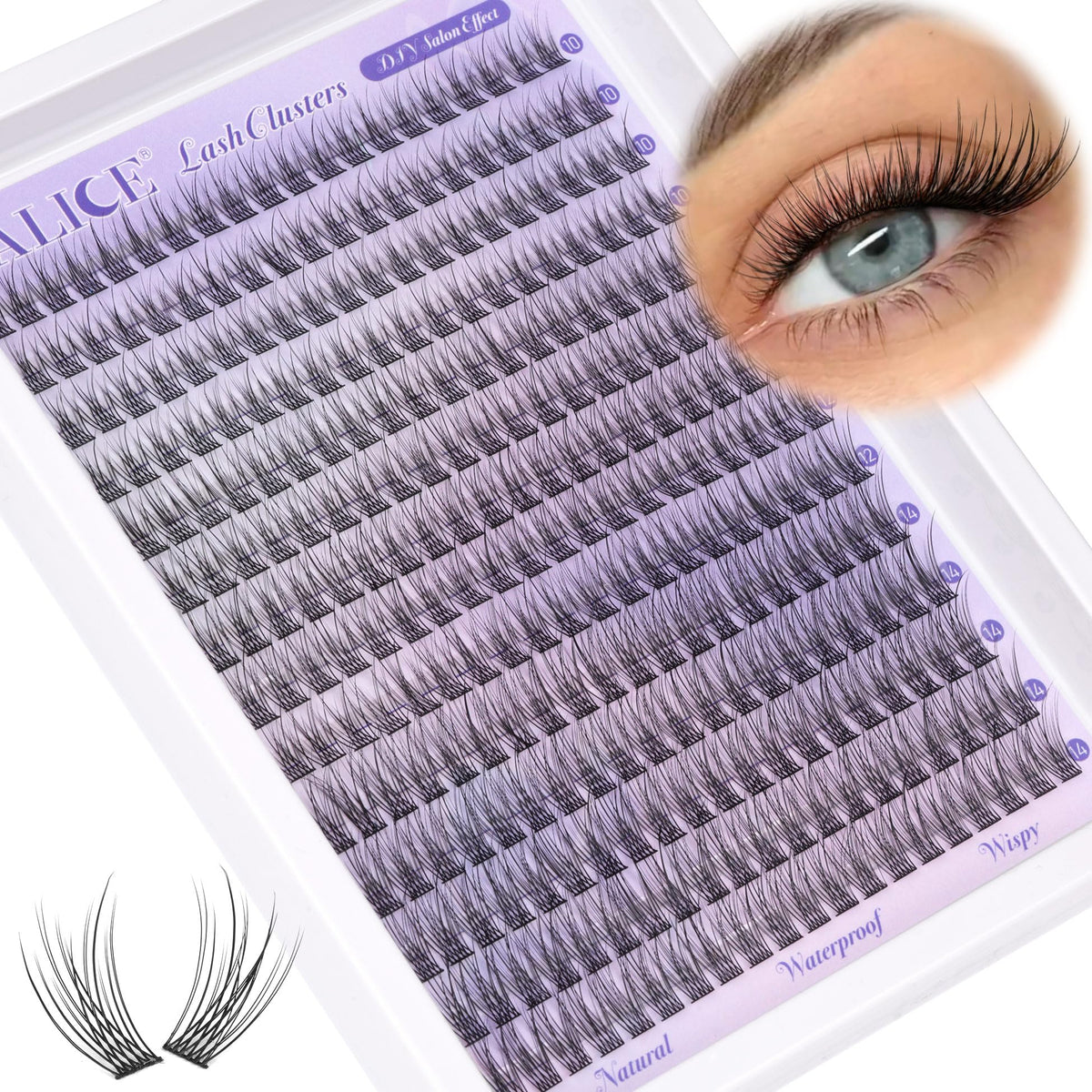 ALICE Natural Lash Clusters 10-14mm front view in packaging