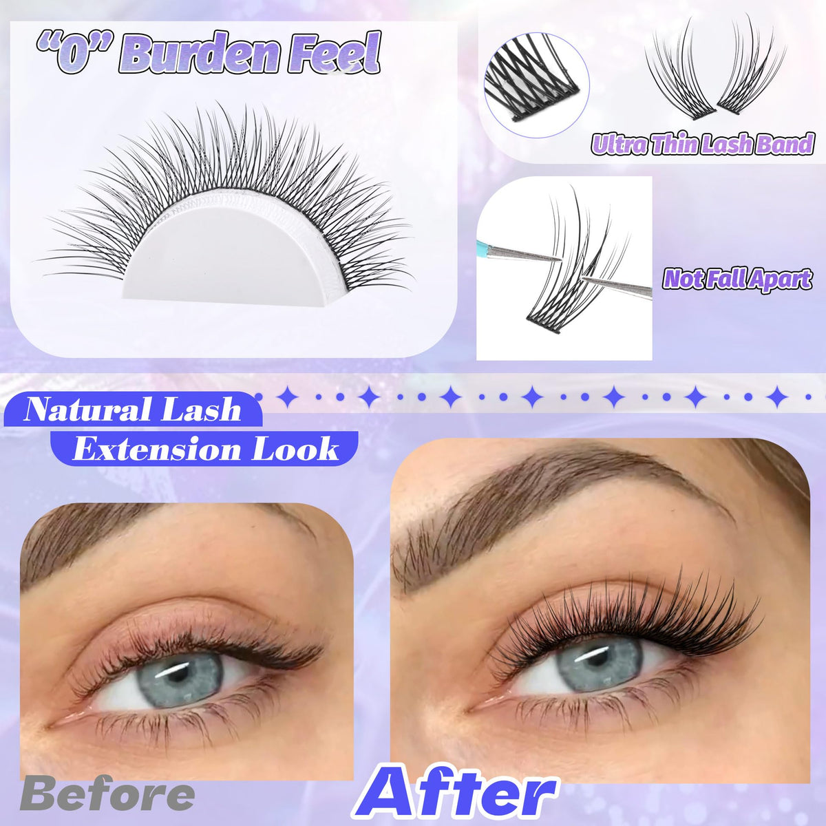 ALICE Natural Lash Clusters showing ultra-thin band