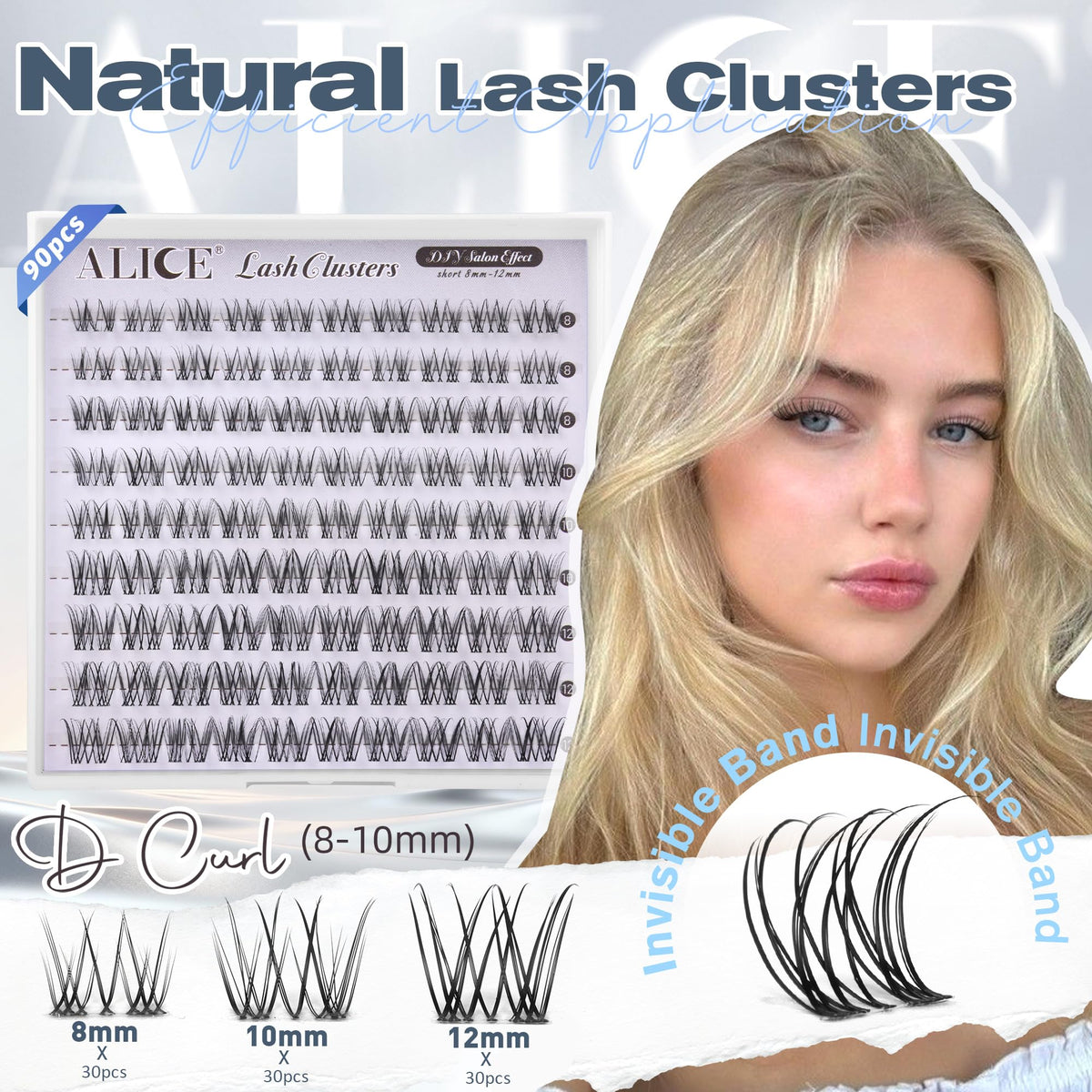ALICE Natural Short Lash Clusters close-up of lash clusters