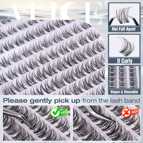 ALICE Natural Short Lash Clusters display with application tools