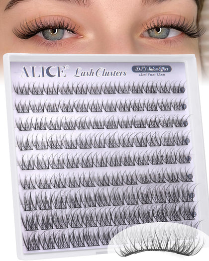 ALICE Natural Short Lash Clusters front view with packaging