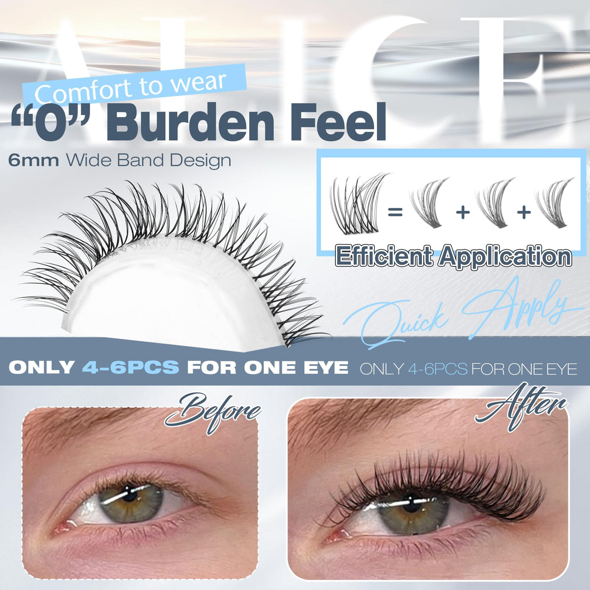 ALICE Natural Short Lash Clusters on model's eyes