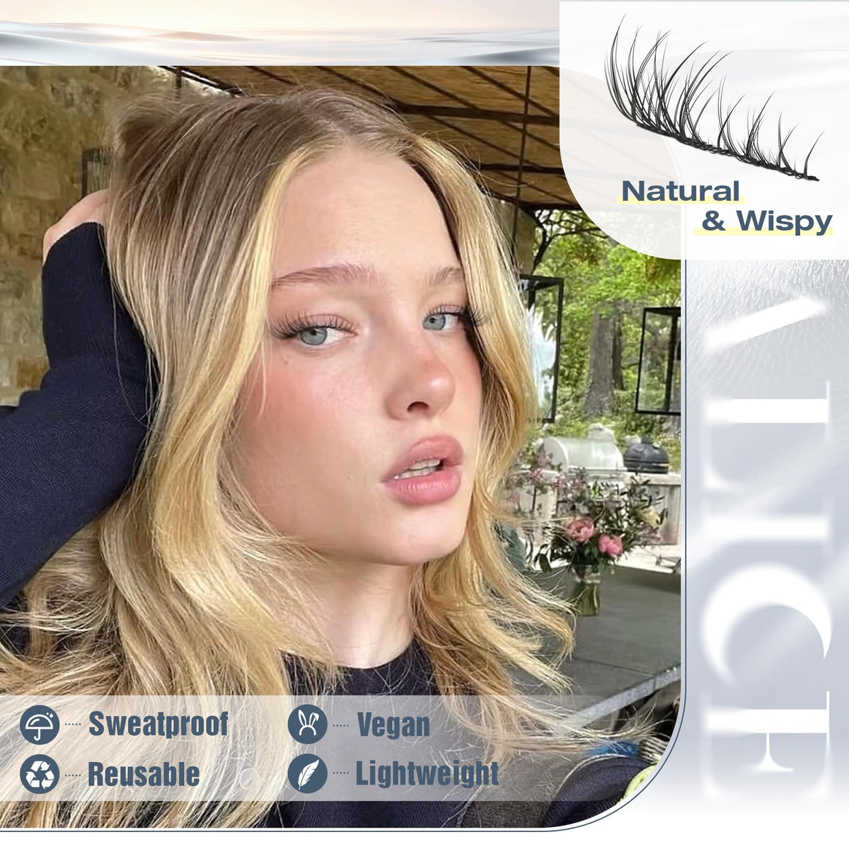 ALICE Natural Short Lash Clusters side view
