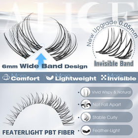 ALICE Natural Short Lash Clusters side view with invisible band