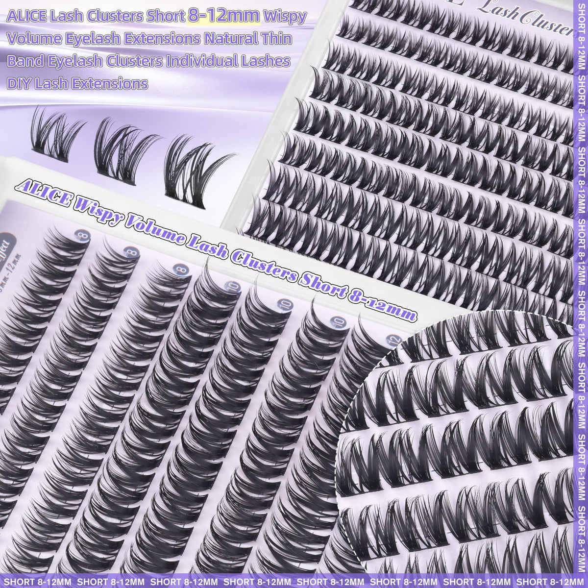 ALICE Short Lash Clusters 8-12mm in use during makeup application