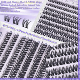 ALICE Short Lash Clusters 8-12mm in use during makeup application