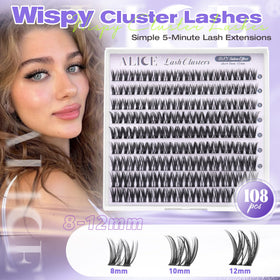 ALICE Short Lash Clusters 8-12mm showing wispy texture