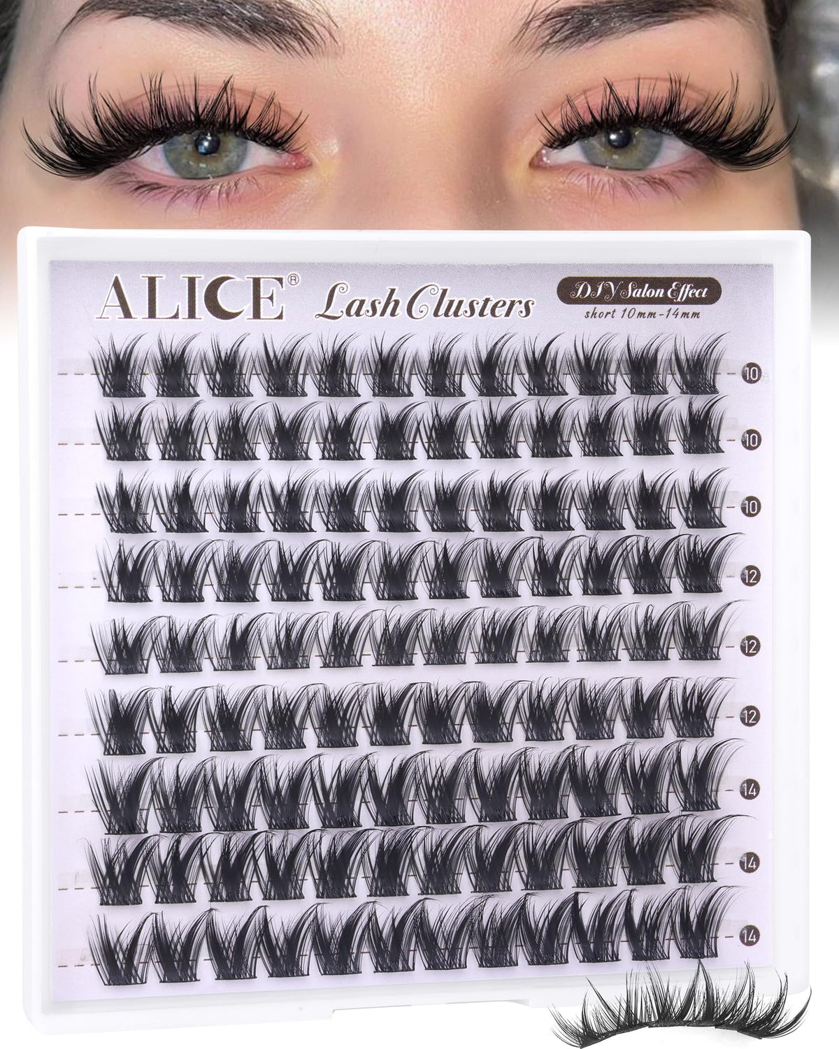 ALICE Wispy Eyelash Clusters front view with packaging