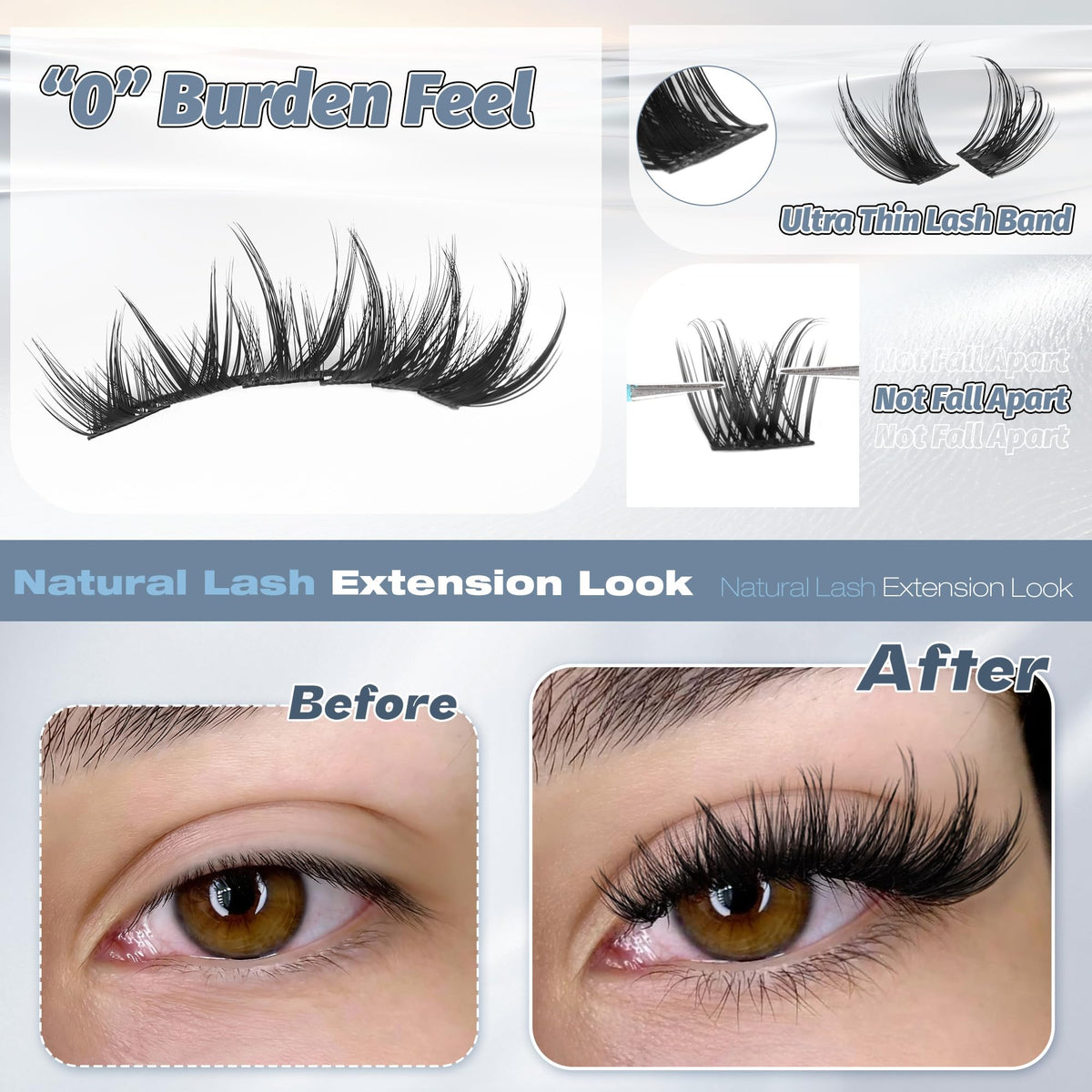 ALICE Wispy Eyelash Clusters in use on model's eyes